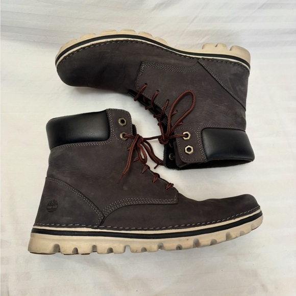 Timberland Leather Combat Waterproof Boots Dark Brown Size 8.5 A1TRL A2519 - Picture 6 of 16